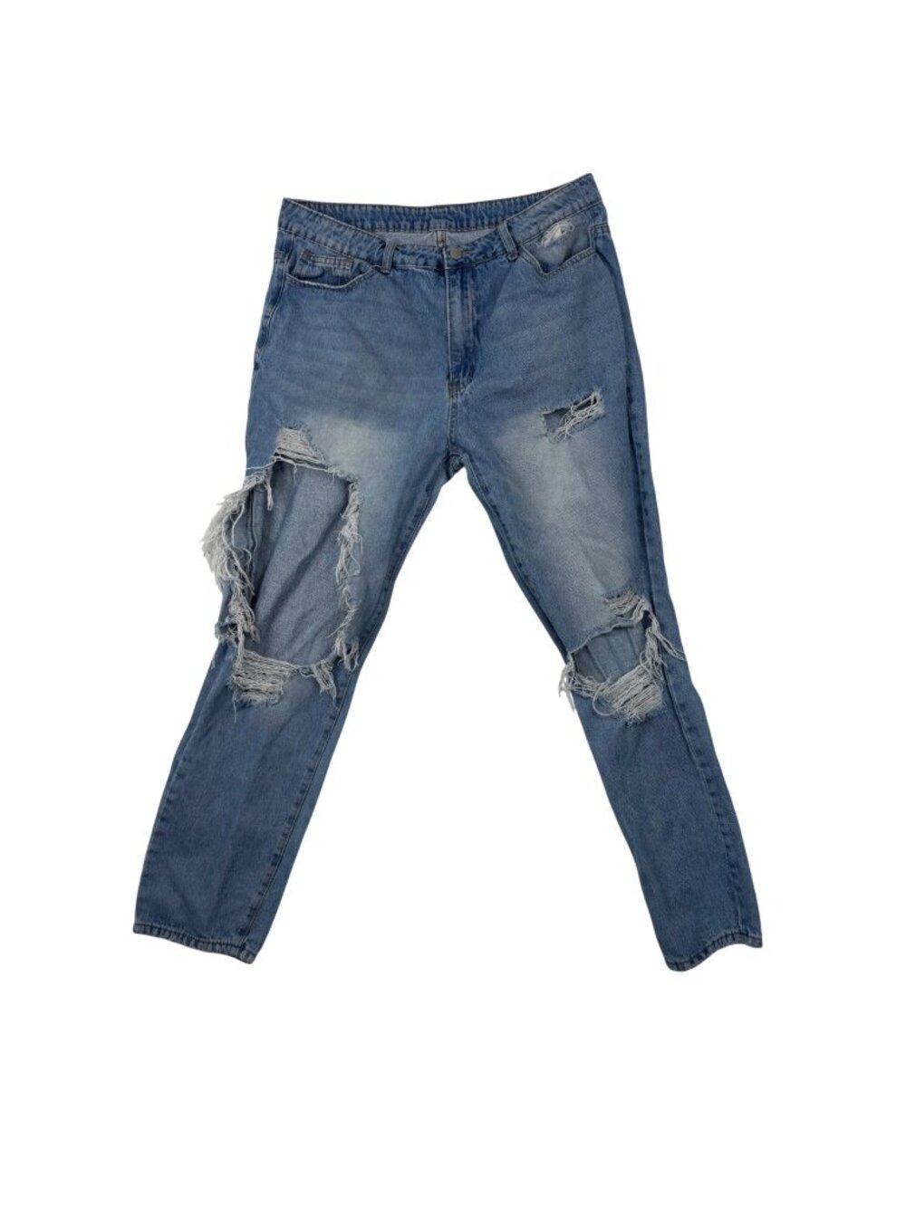 ✨3/$30 Shein Curve OXL Blue Distressed High-Rise Denim Jeans